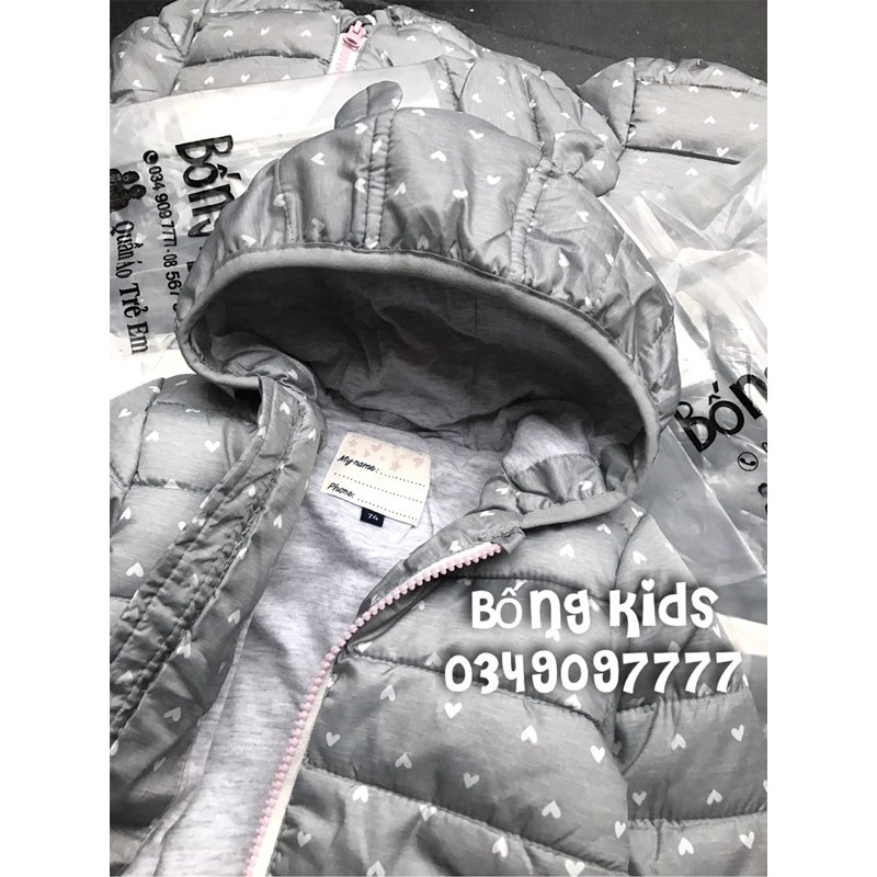 Áo Phao Bé Gái Siêu Nhẹ Trái Tim Ghi Tai Gấu C&A