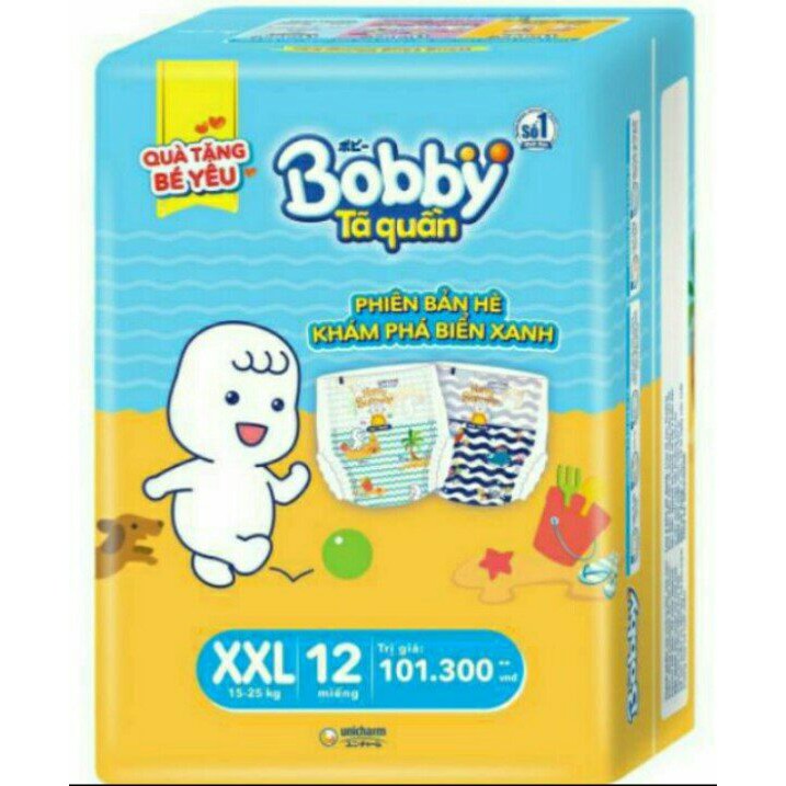 Tã Quần Bobby M12/ L12/ XL12/ XXL12 mẫu mới