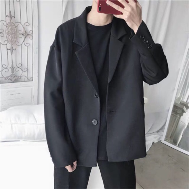 Áo khoác blazer Nam Form Rộng MrHero dài tay vest dáng dài unisex màu đen nâu phong cách Hàn Quốc BZ01 M.RO