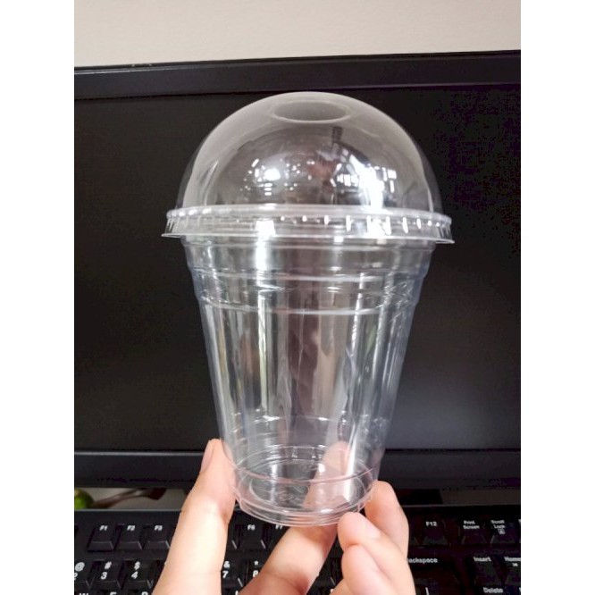 100 cốc nắp cầu đựng trà sữa, ly nhựa nắp cốc dòng 400ml