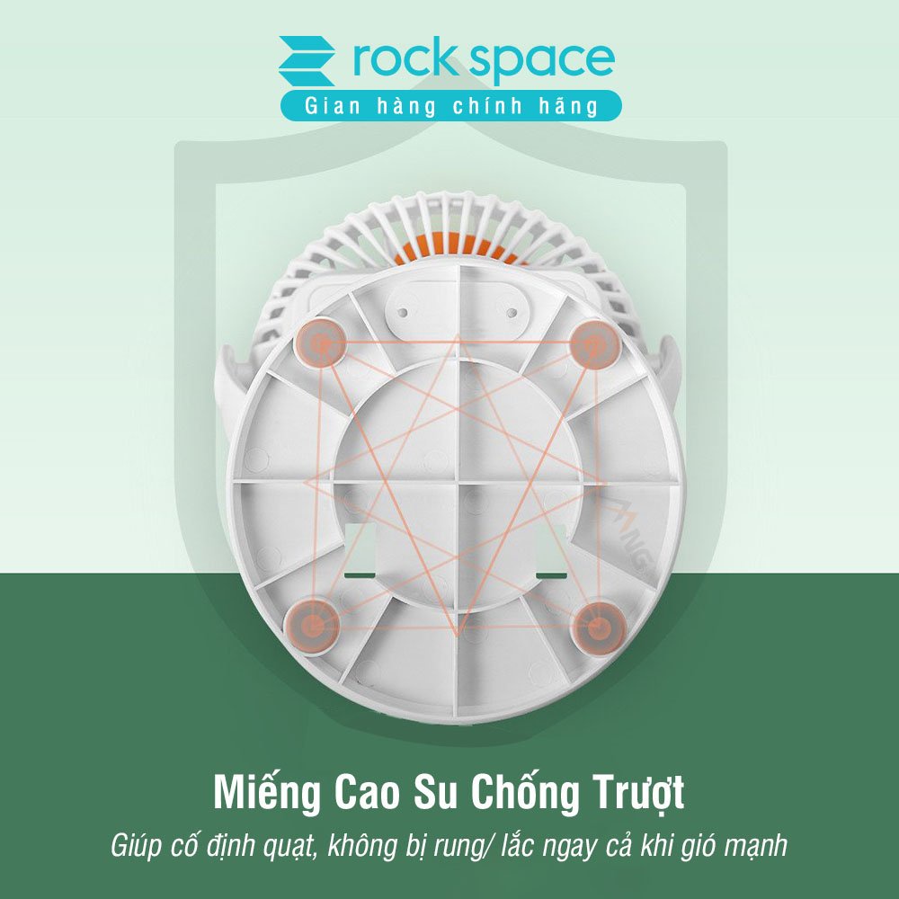 Quạt mini tích điện để bàn cầm tay Rockspace, quạt kẹp bàn dùng liên tục đến 3h- Hàng chính hãng bảo hành 12 tháng