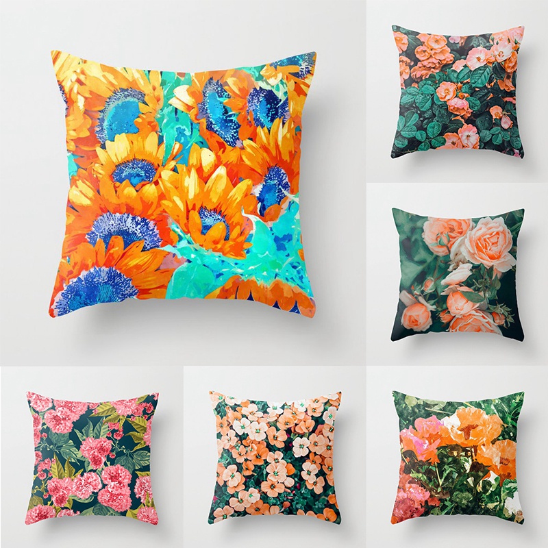 Vỏ Gối Bằng Nhung Họa Tiết Hoa Hồng Phong Cách Địa Trung Hải