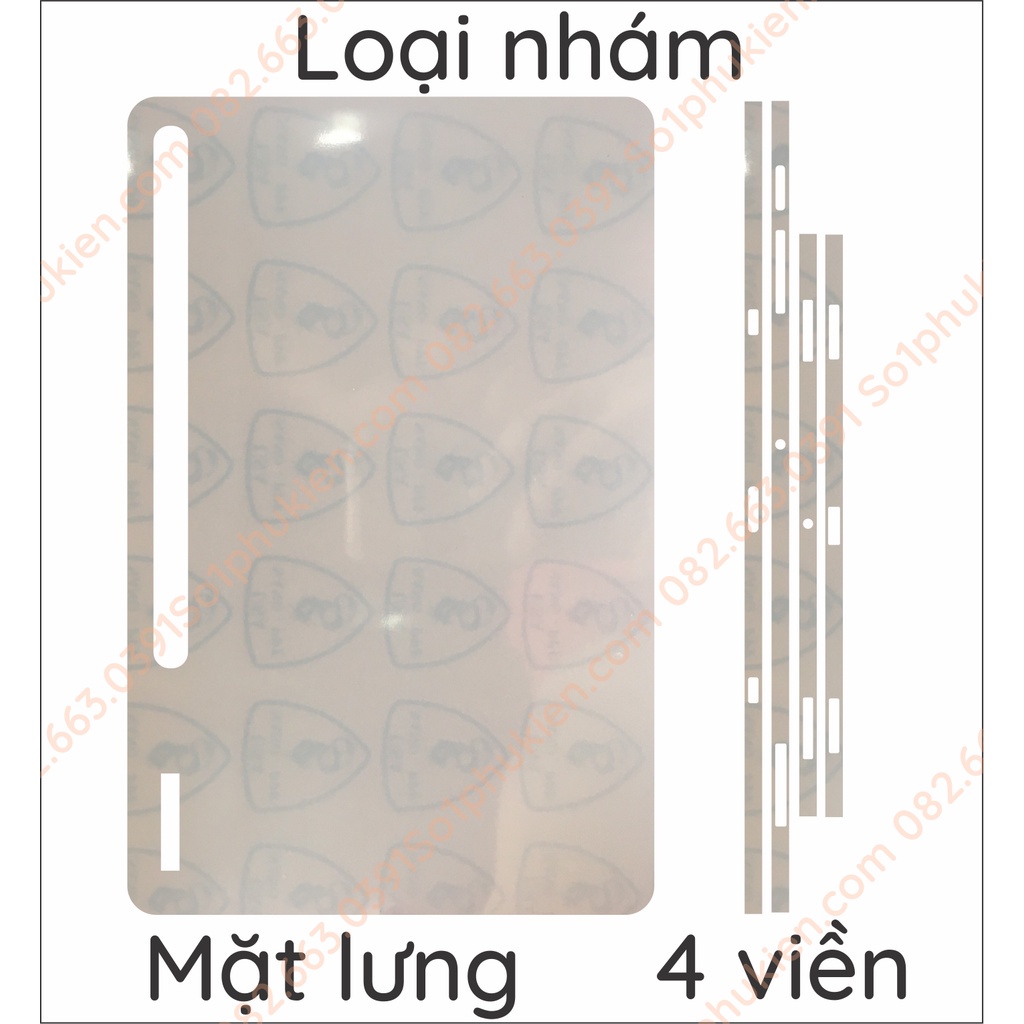 Dán PPF Samsung tab s7+ (plus) (SM T970 T976B) S8+ (plus) (SM X800 X806) màn hình, mặt lưng, dán full 4 viền