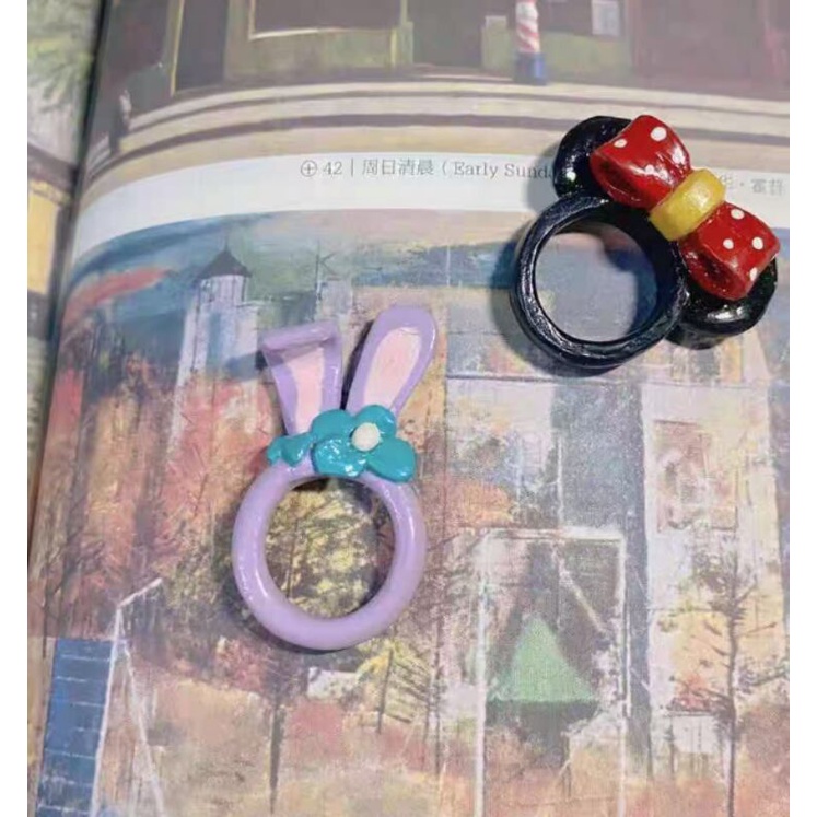 Nhẫn đất sét hoạt hình Thỏ Stella và Chuột Mickey ( kèm ảnh thật)