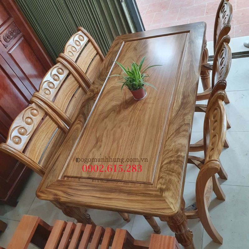 Bộ bàn ghế ăn gỗ hương xám 6 ghế
