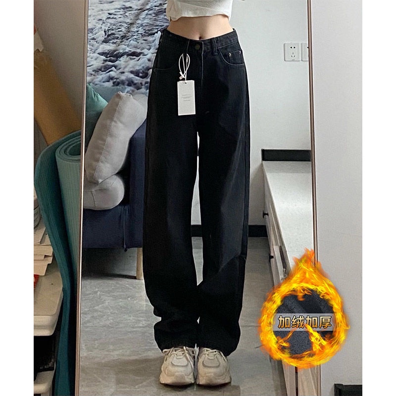 Quần jean nam nữ màu xanh than dáng Unisex ống suông rộng lưng cao phong cách Ulzzang basic chất liệu co dãn loại 1 | BigBuy360 - bigbuy360.vn