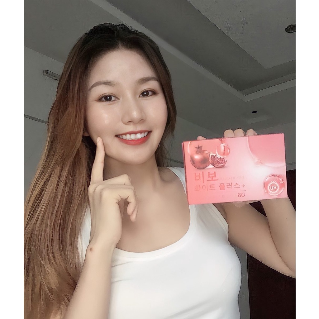 Viên Uống Trắng Da BIBOS White Plus + Chống Nắng Giảm Thâm Nám Tàn Nhang Da Không Đều Màu Hộp 60 Viên