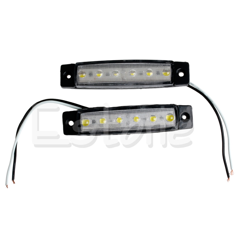 Set 2 Đèn LED 6 Bóng 12V Ánh Sáng Trắng Gắn Hông Xe Tải/Tàu Thuyền