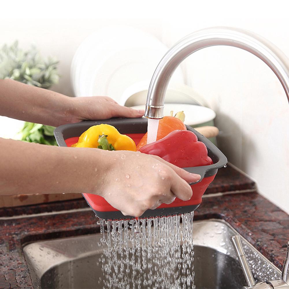 Set 2 rổ silicone gấp gọn được tiện dụng