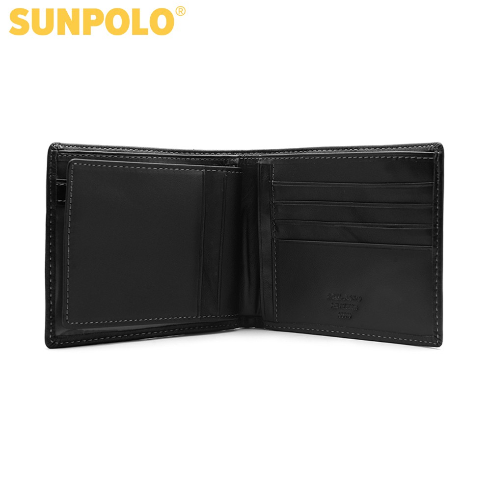 Bóp ngang nam da bò SUNPOLO Đen Nâu - WS06DN