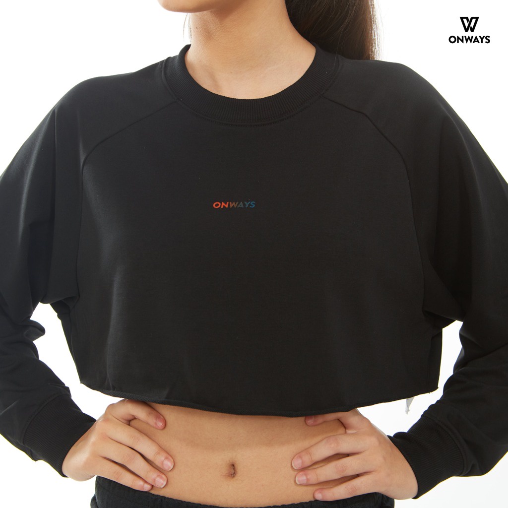 Áo Thun Croptop thể thao tập gym tay dài logo in chuyển màu ONWAYS chất vải mềm nhẹ, co giãn tốt
