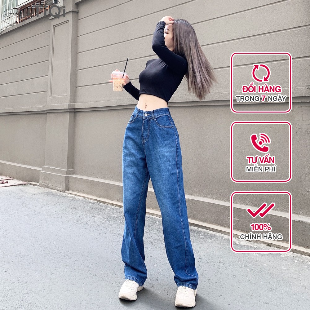 Quần jean ống suông Nữ lưng cao TiQi Jeans B2-1581 | BigBuy360 - bigbuy360.vn