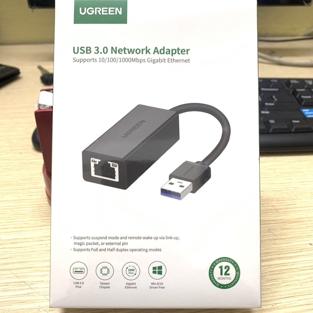 Cáp chuyển đổi USB 3.0 sang Lan, OTG Conver USB to Lan hỗ trợ 10/100/1000 Mbps chính hãng Ugreen 20256