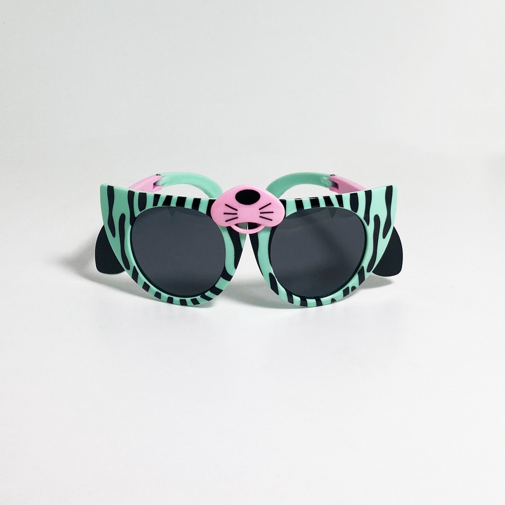 Kính mát trẻ em thời trang JJ855 gọng nhựa dẻo,kiểu kính gấp gọn hình chú báo siêu đáng yêu dành cho bé từ 1 đến 6 tuổi