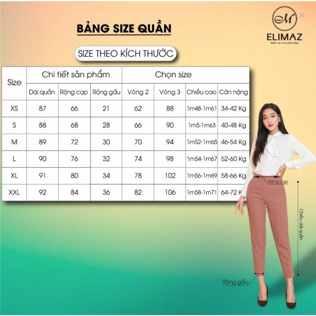 Quần âu nữ công sở cúc sườn eo, dáng baggy chất mango cao cấp Elimaz EQ21.011