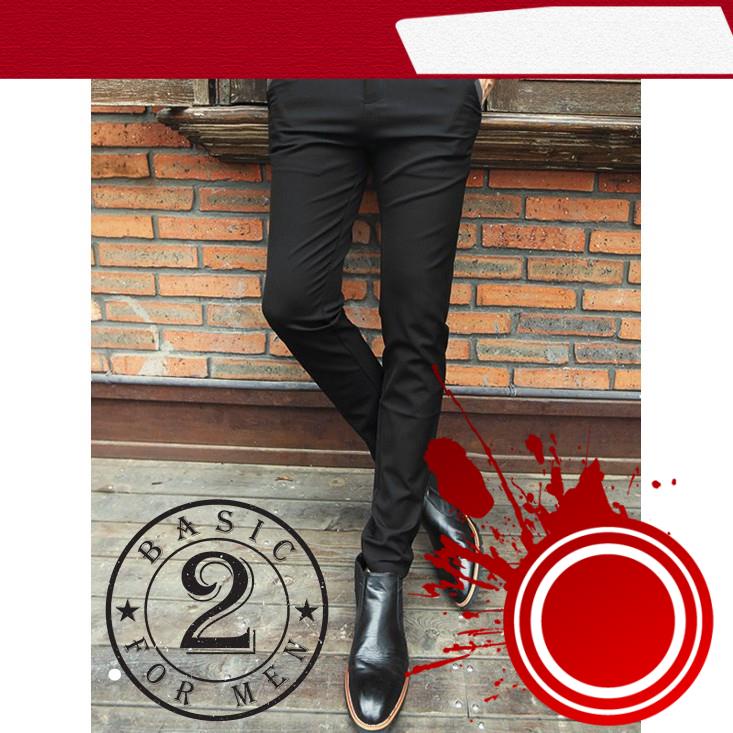 Quần Âu Nam Vải Vintage Co Giãn 4 Chiều Màu Đen Ống Côn Dáng Ôm Công Sở Hàn Quốc