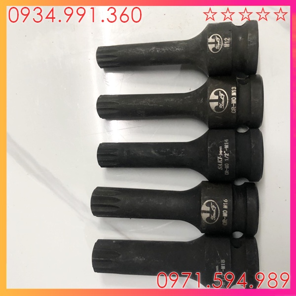 Đầu típ khẩu 1/2 inch hoa thị 12 cạnh ngoài . Nhật Bản, dài 78mm, chất liệu carbon CRMO Siêu Cứng, Siêu Bền