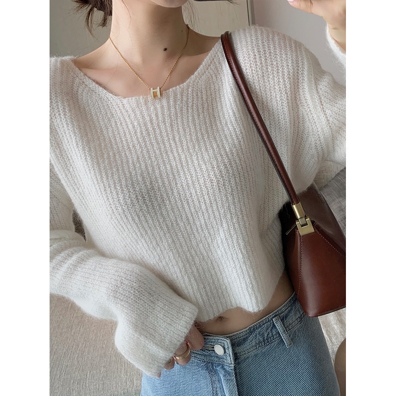 Áo Sweater Tay Dài Cổ Tròn Dáng Rộng Màu Sắc Đơn Giản Phong Cách Hàn Quốc