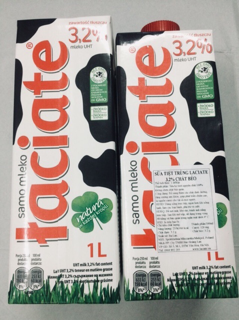 Sữa tươi tiệt trùng NON GMO laciate hộp 1 lít (Ba Lan)