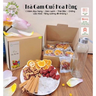 (Tặng hộp giấy) Set trà cam quế -hoa hồng ( giảm stress- cảm-Thanh lọc..)