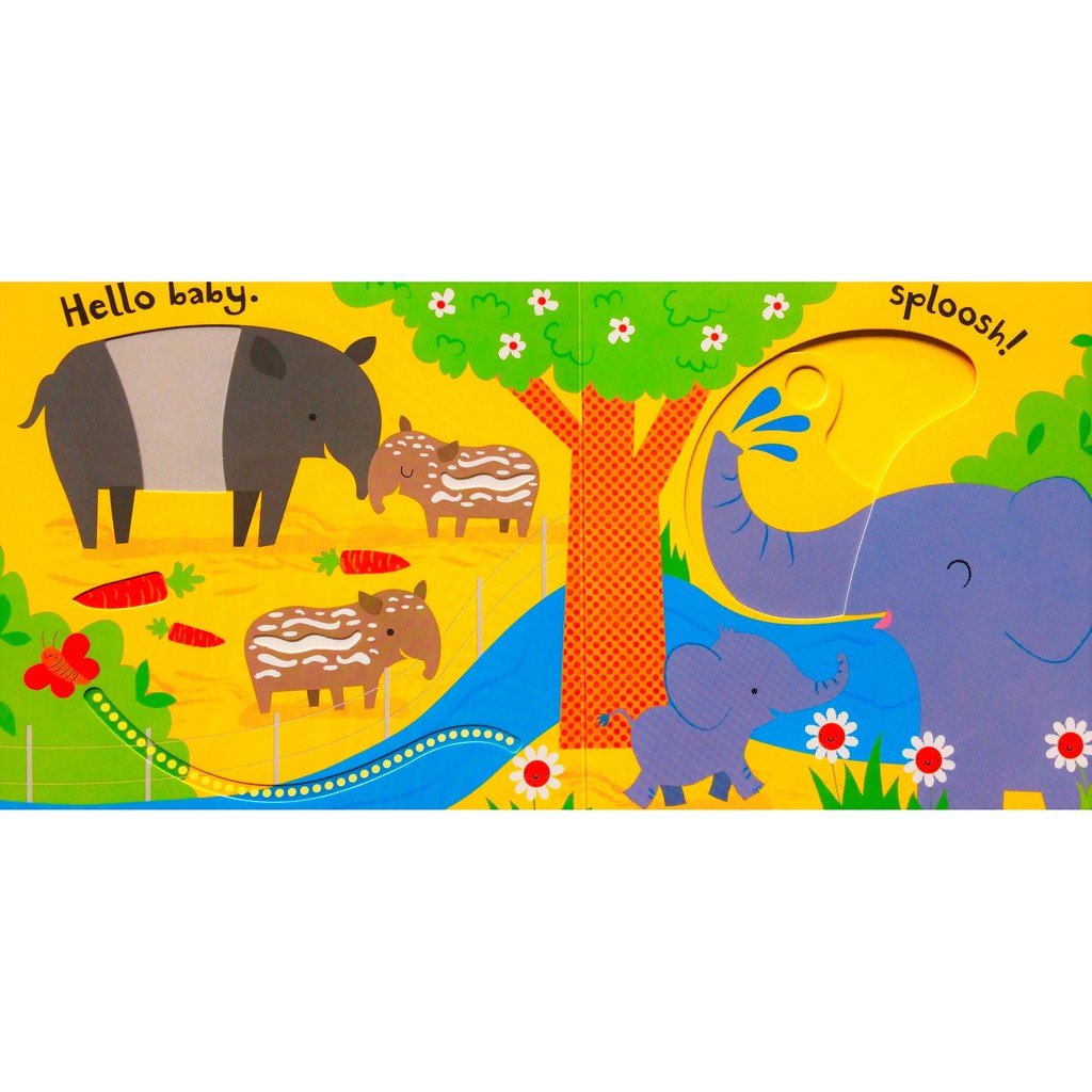 Sách chuyển động chủ đề sở thú Baby's Very First Slide and See Zoo Usborne cho bé 1 tuổi trở lên