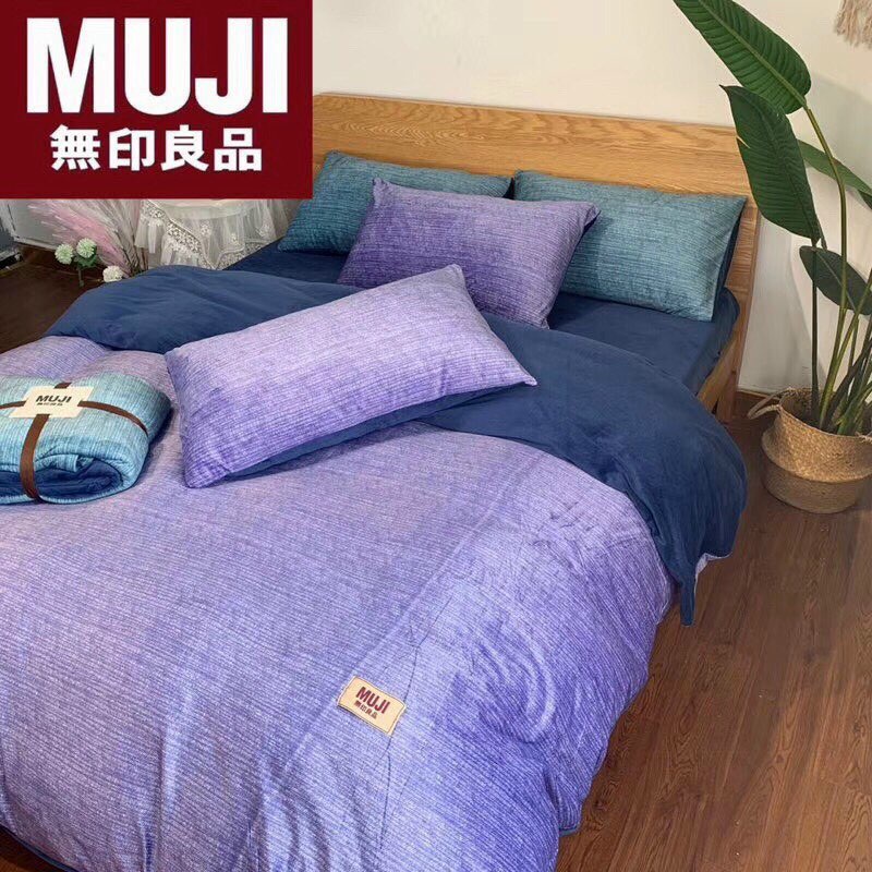[CHÍNH HÃNG] &quot;BÁN LỖ XIN 5 SAO&quot; - Chăn ga gối nỉ Muji nhập khẩu Nhật cao câp - 4 món