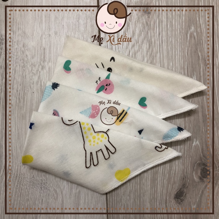 Shop mẹ xì dầu Yếm xô tam giác 4 lớp có cúc bấm cho bé