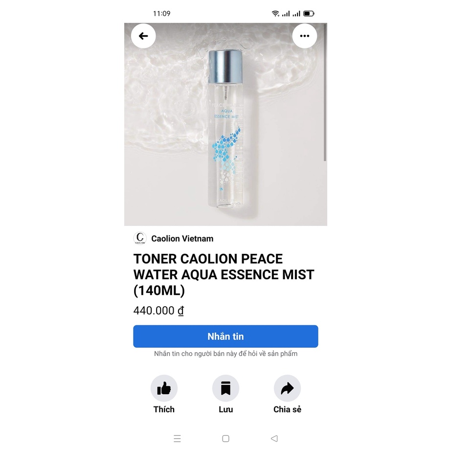 Xịt khoáng cấp ẩm chuyên sâu Aqua essence mist Caolion Hàn Quốc