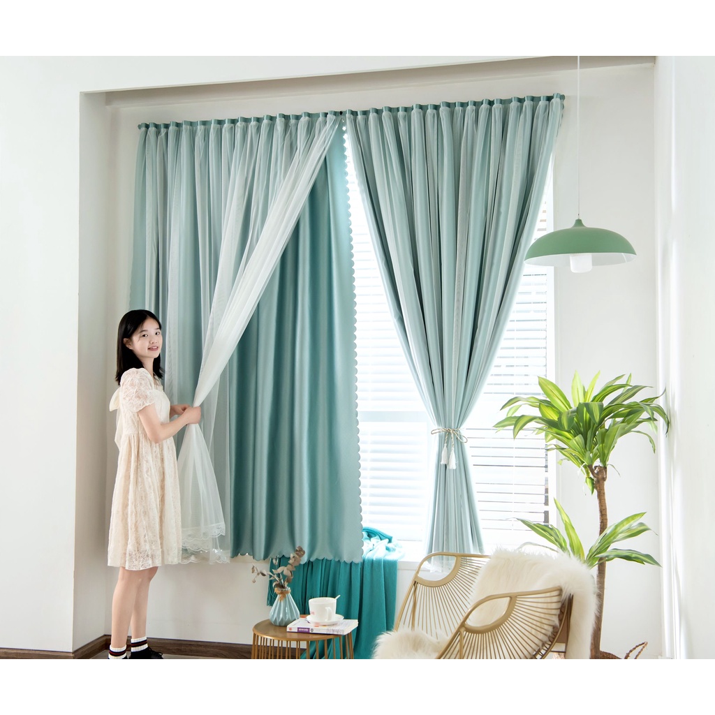 Rèm Dán Tường Cửa Sổ, Rèm Cửa Trang Trí - Không Cần Khoan Vô Cùng Tiện Lợi, Chất Liệu Vải Cản Sáng Tốt.(Vải Lụa Cao Cấp).