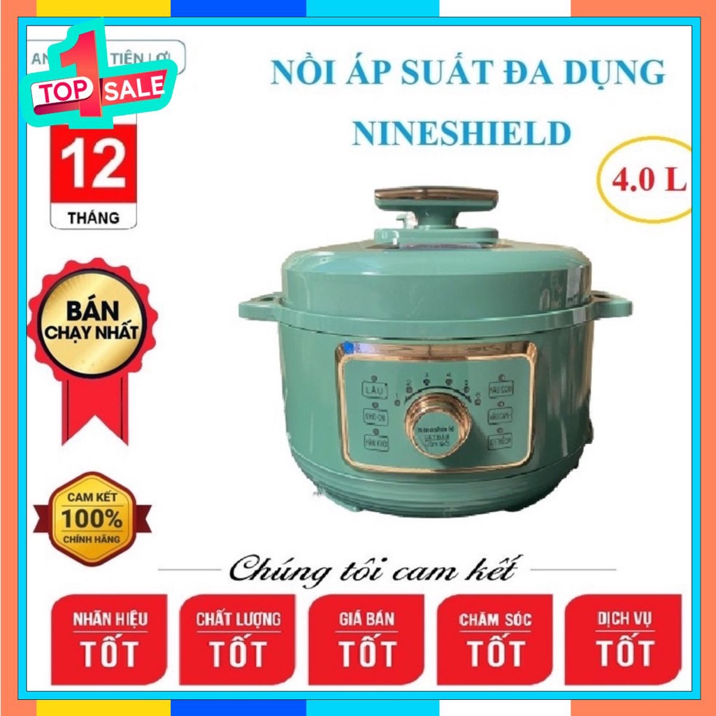 NỒI ÁP SUẤT HẦM NẤU ĐA NĂNG NINESHIELD 5L 4L CHO MÓN ĂN NGON