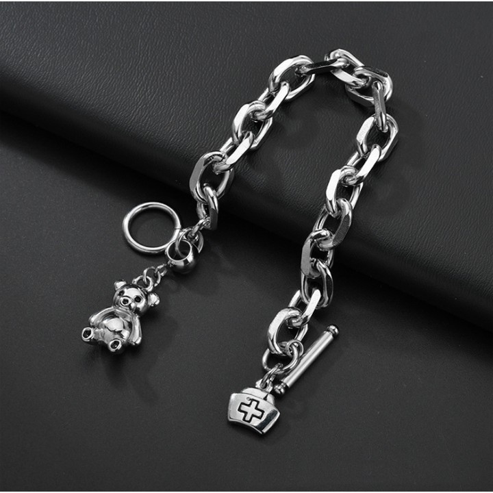 Lắc tay cá tính hình gấu chuỗi xích lớn độc lạ