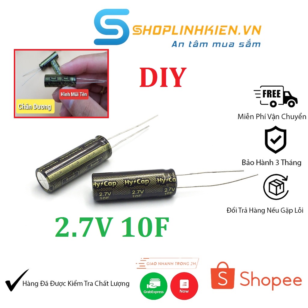 Tụ Vinacap Siêu Tụ 10F 2.7V 11mAh 10F 2.7V VEC2R7106QG cho DIY - ShopLinhKienM2M