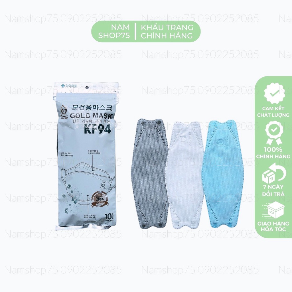 50 Chiếc Khẩu Trang 4 Lớp KF94 GOLD MASK Chính Hãng Hàn Quốc Cho Nam Nữ Kháng Khuẩn, Chống Bụi Mịn, Không Mùi