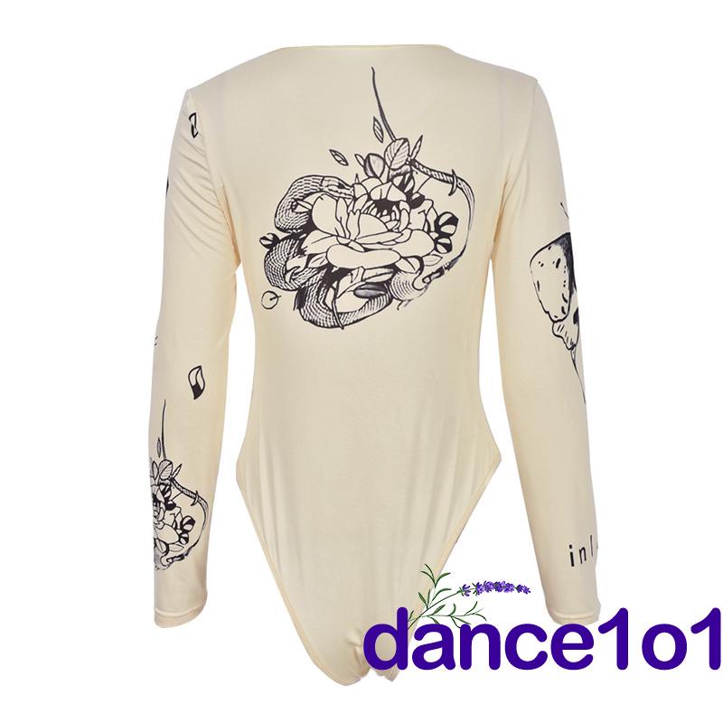 Bộ áo liền quần tay dài cổ tròn in họa tiết cây lá kiểu vintage thời trang mùa thu cho nữ | BigBuy360 - bigbuy360.vn