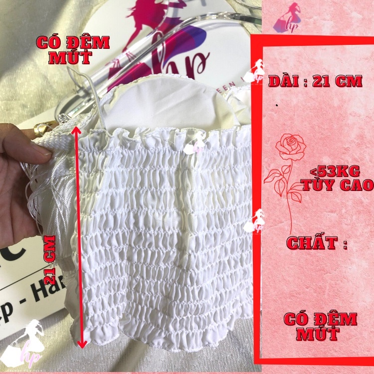 Áo 2 dây bigsize nữ có mút ngực vải kate tua rua sau lưng chạy nhún siêu thời trang- A175