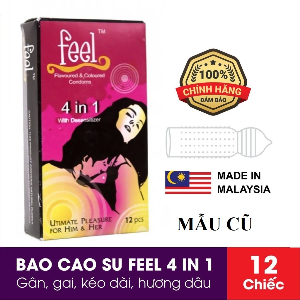 Bao Cao Su Gân gai Kéo dài thời gian 12 chiếc Feel 4 in 1 - Malaysia