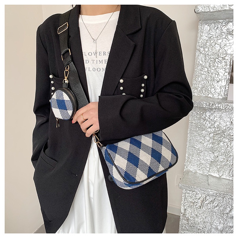 Túi Đeo Chéo Họa Tiết Bàn Cờ Theo Phong Cách retro NB00250