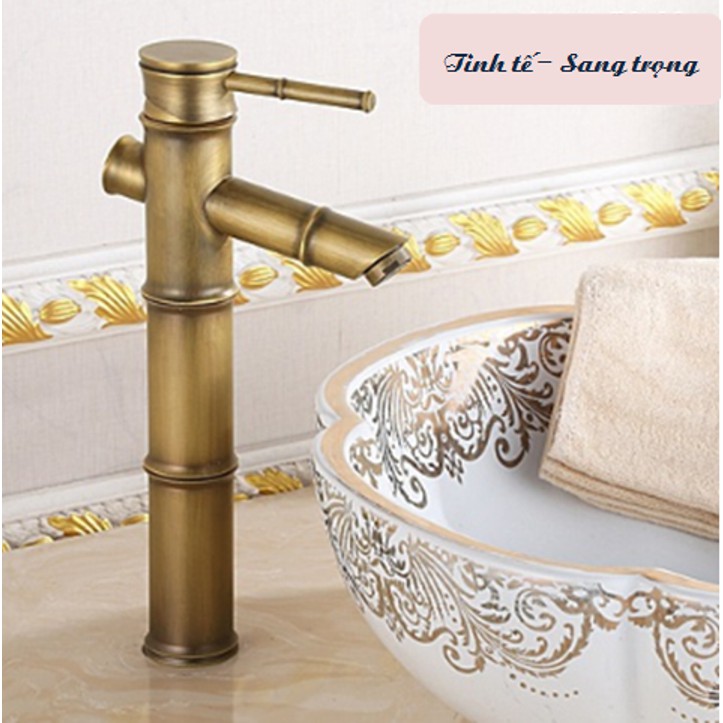 Vòi Lavabo cao hình ống tre- phong cách thiên nhiên MS2