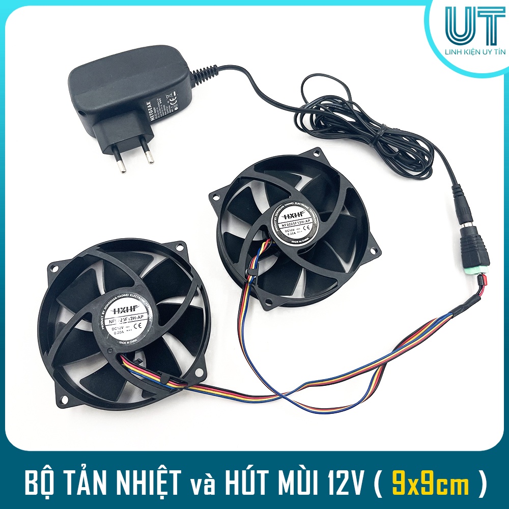 Bộ Combo 2 quạt hút mùi và tản nhiệt 12V 3000 vòng/phút - Tản nhiệt cho máy tính, hút mùi hút khói