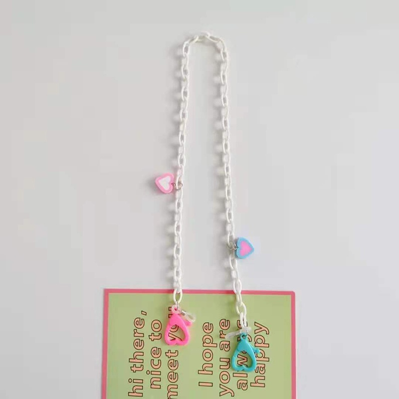 Dây chuỗi đeo mắt kính khẩu trang mặt hình trái tim bằng acrylic màu sắc ngọt ngào sáng tạo OUYOU