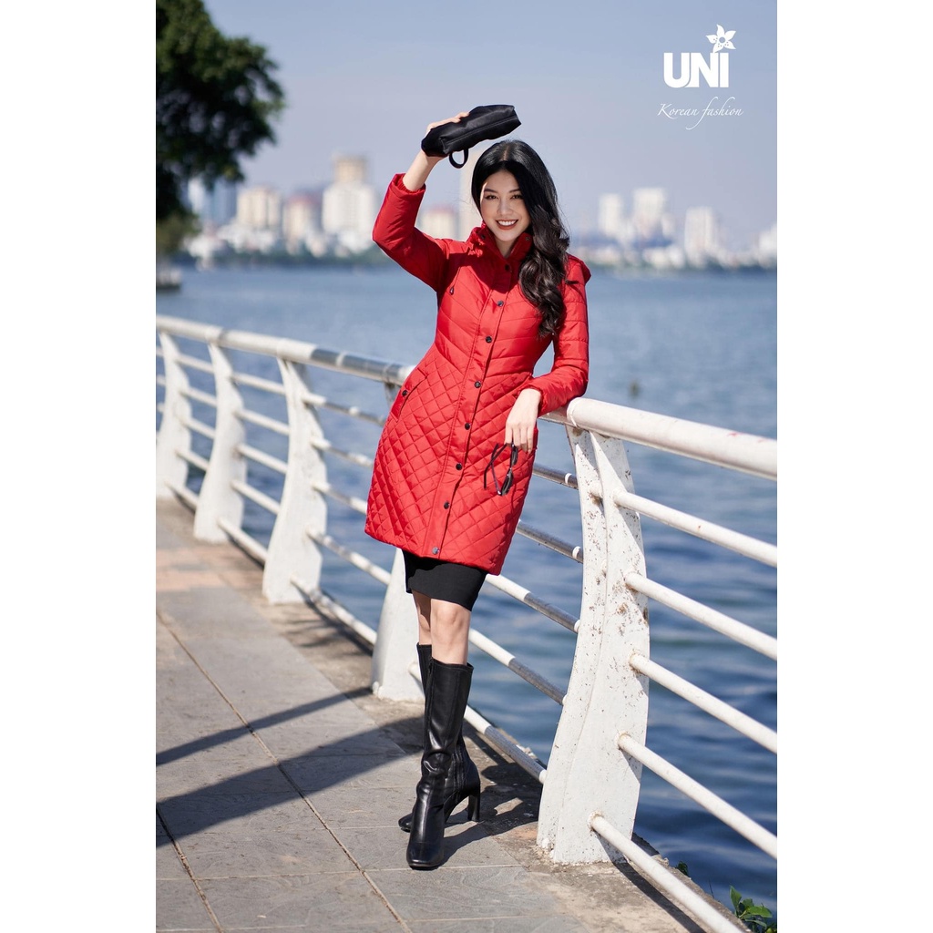 Áo Phao Nữ UNIVTH Công Sở Dáng Dài Mũ Rời 2AP208 Uni Korean Fashion