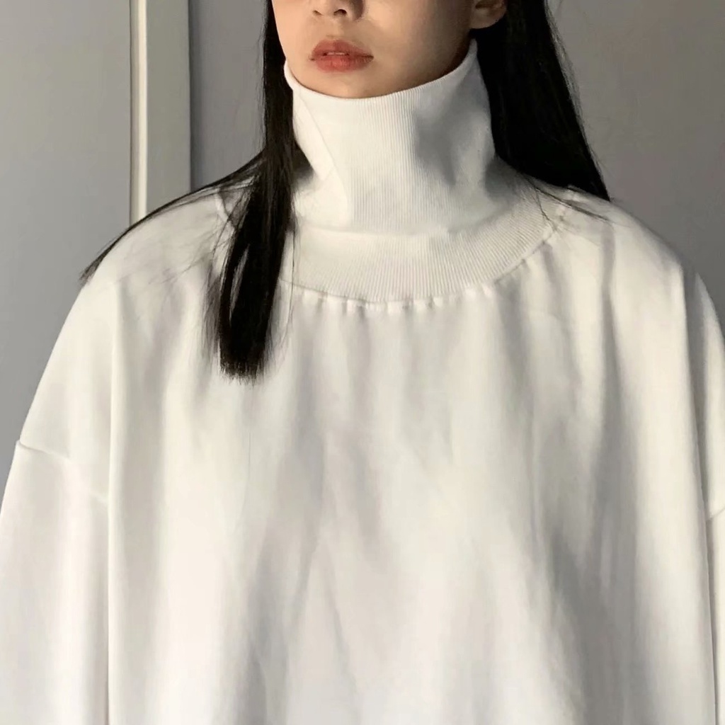 Áo thun tay dài cổ cao vải nhung mỏng co giãn tốt màu trơn phong cách thu đông trẻ trung dành cho cả nam và nữ M-5XL | BigBuy360 - bigbuy360.vn