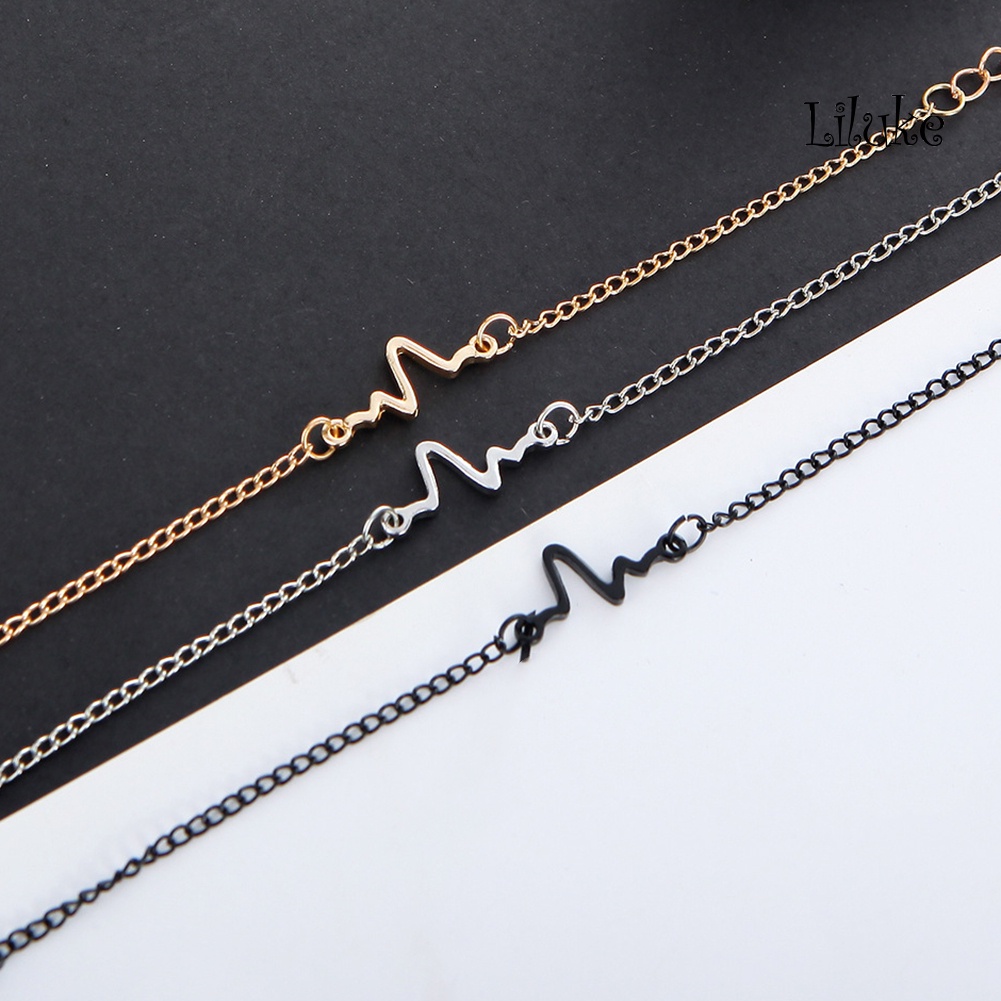 Vòng Tay Hợp Kim Màu Trơn Kiểu Dáng Gợn Sóng Thời Trang Cho Nữ