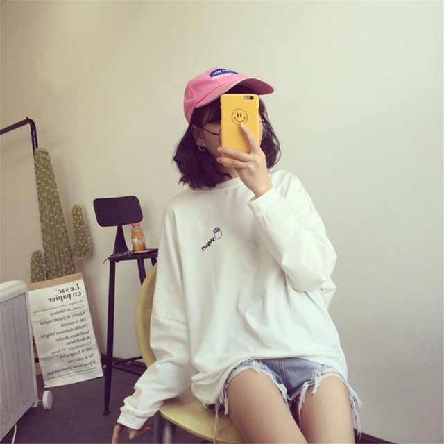 Áo thun tay dài form rộng cá tính, áo sweater Unisex