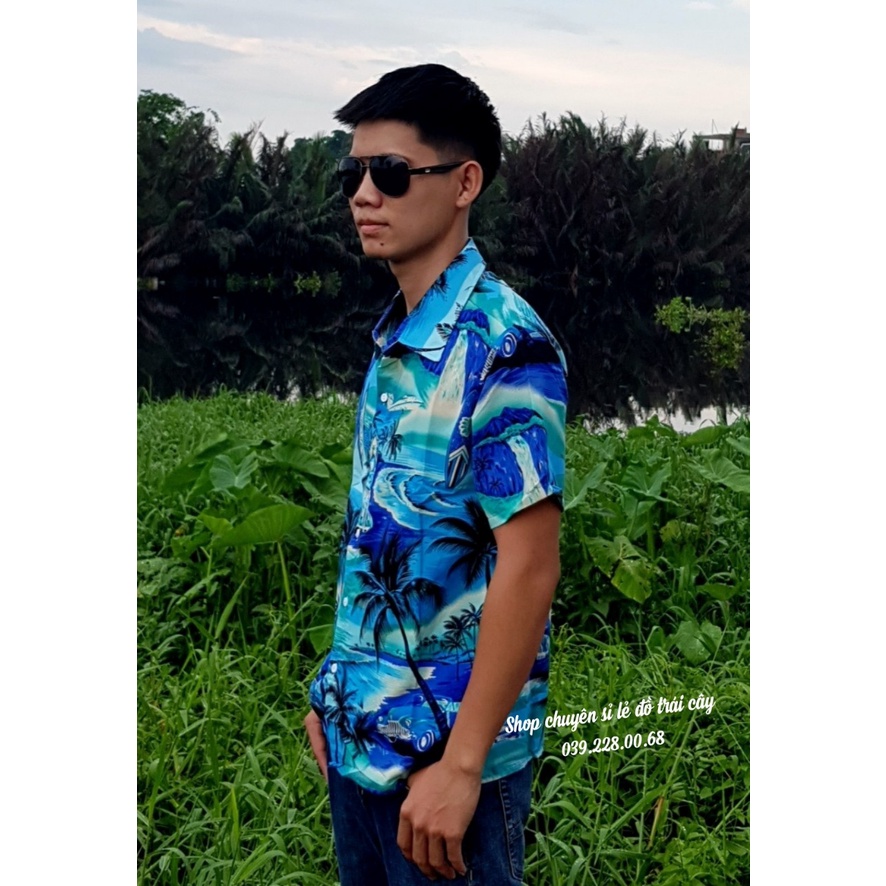Áo sơ mi trái cây nam nữ, gia đình - bộ đi biển kate thái 1 - bộ trái cây gia đình