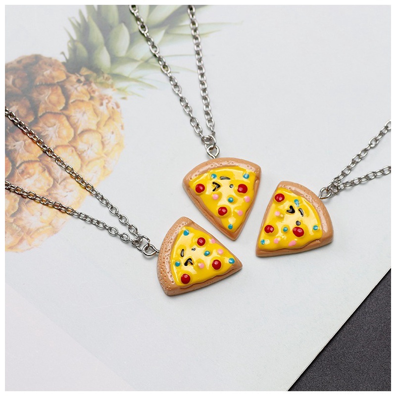 Vòng cổ Tình Bạn Mặt Nhựa Resin Hình Pizza 6 Thời Trang Cho Nam Và Nữ Best Friend Heart Pendant Necklace Adjustable Choker Jewelry Sets Geometry Couple Gift Party Jewelry Accessories Gift