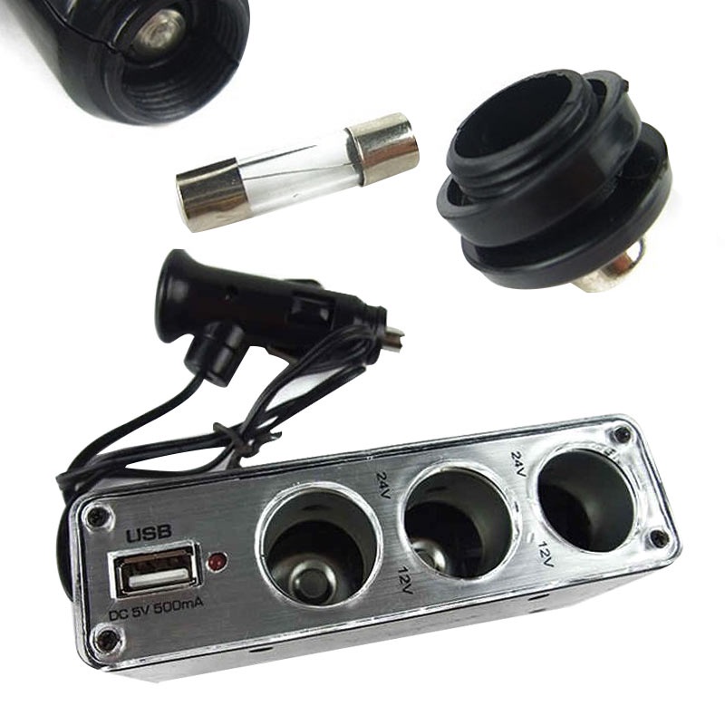 Tẩu Sạc 3 Cổng USB 12V / 24V Đa Năng Cho Xe Hơi