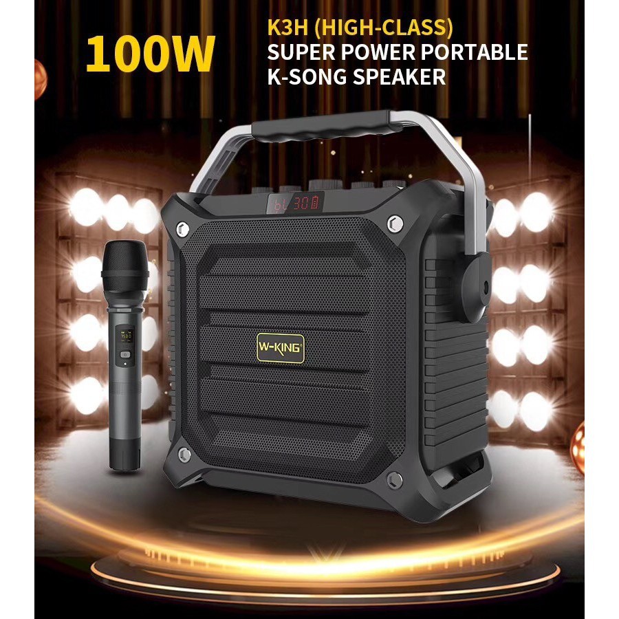 [Mã ELMS3TR giảm 7% đơn 2TR] Loa di động Karaoke W-King K3H 100W tặng kèm 1 mic - BH 12 tháng