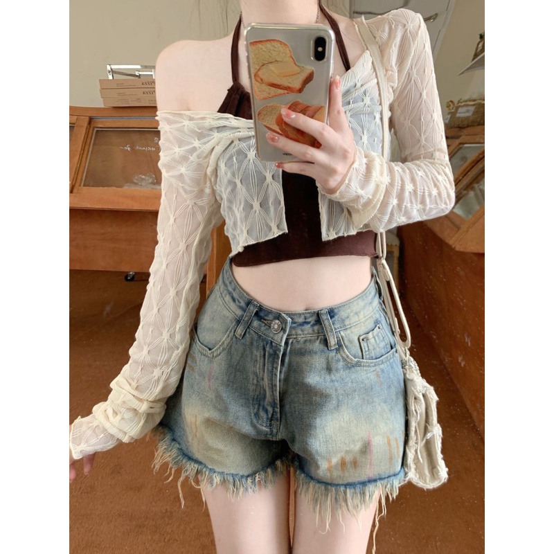 QADCOL Set Áo Hai Dây Và Áo Khoác Chống Nắng Dài Tay Thời Trang Nữ