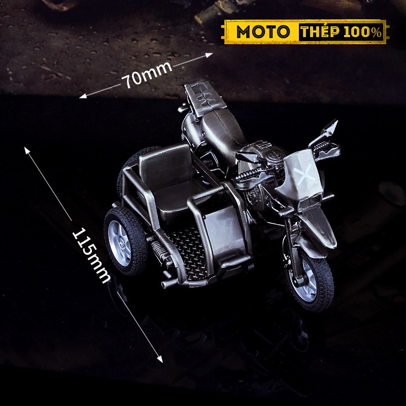 Mô HÌnh PUBG Xe Motor 3 Chỗ Bằng Thép Không Gỉ Tặng Kèm Mũ 3